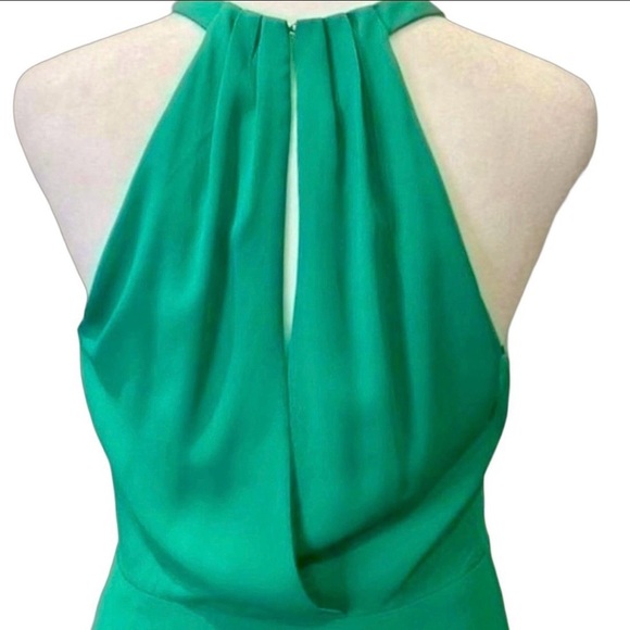 Open Back Halter Dress Green Chiffon Holiday Dress Many Occasions All Seasons - Picture 4 of 8